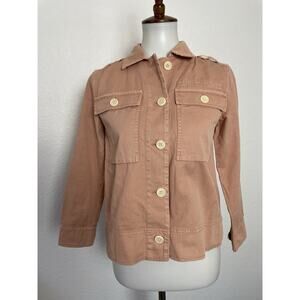 J. Crew Jacket Utility Safari Single Breast Pleated Cotton Linen